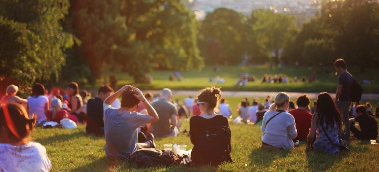 people sitting in the park