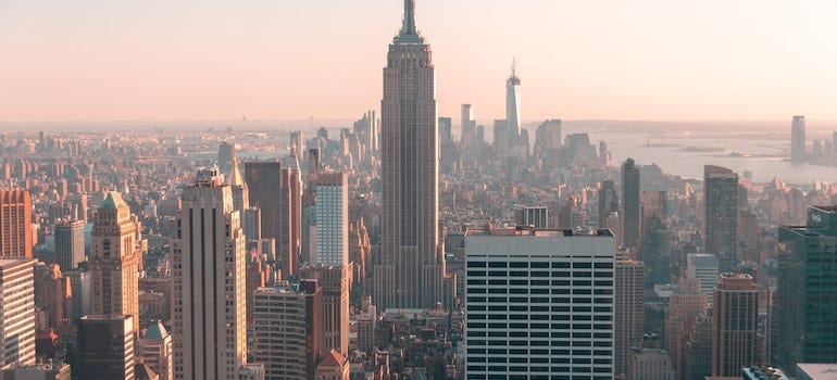 an aerial view of the Empire State Building